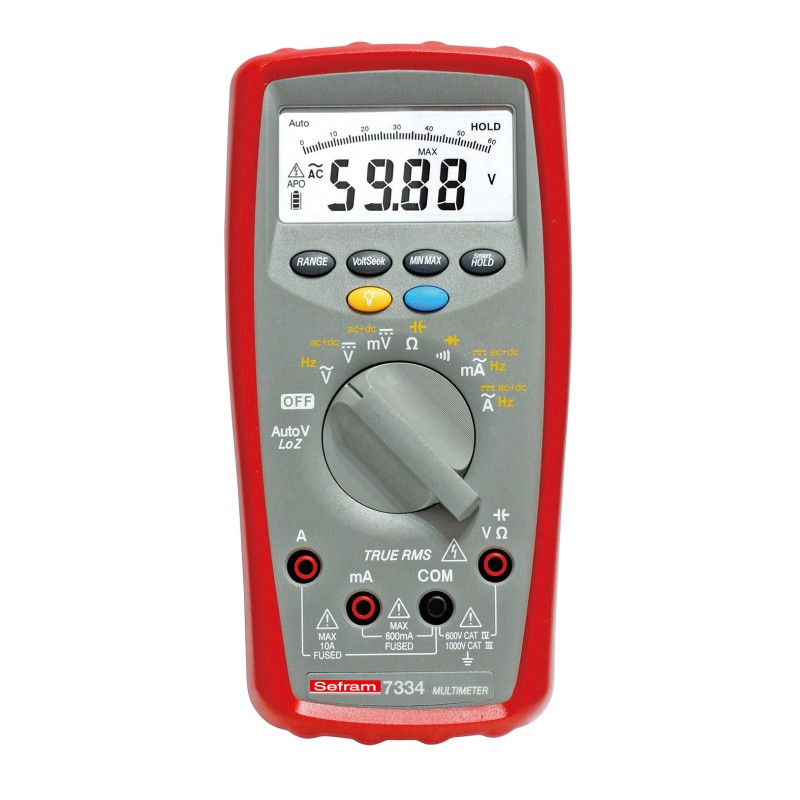 1 pcs - Sefram 7334 Handheld Digital Multimeter, True RMS, 10A ac Max, 10A dc Max, 1000V ac Max