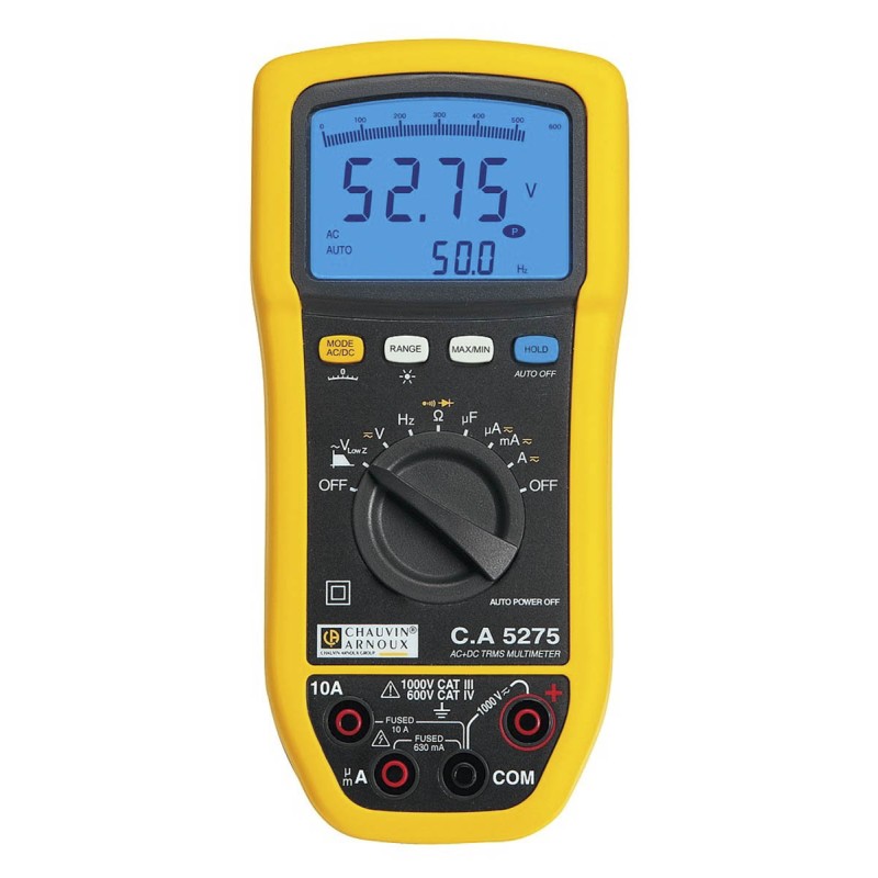1 pcs - Chauvin Arnoux CA 5275 Handheld Digital Multimeter, True RMS, 10A ac Max, 10A dc Max, 1000V ac Max
