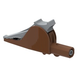 1 pcs - Electro PJP Alligator Clip, Nickel-Plated Steel Contact, 36A, Brown