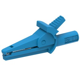 1 pcs - Electro PJP Alligator Clip, Nickel Plated Brass Contact, 10A, Blue