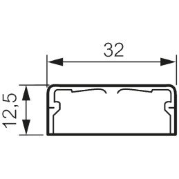 1 pcs - Legrand DLP White Mini Trunking - Closed Slot, W12.5 mm x D32mm, L2m, Plastic