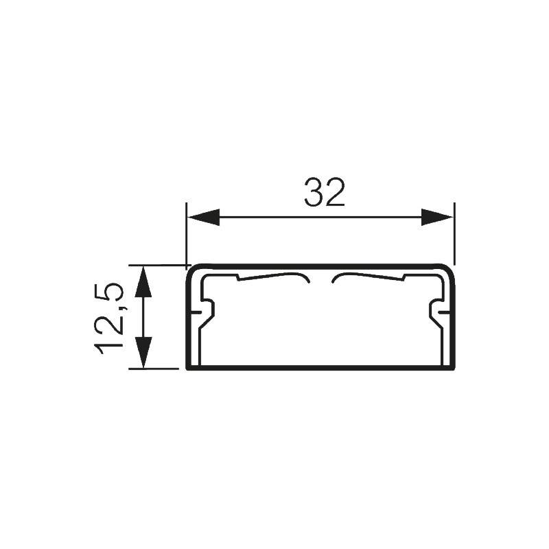 1 pcs - Legrand DLP White Mini Trunking - Closed Slot, W12.5 mm x D32mm, L2m, Plastic
