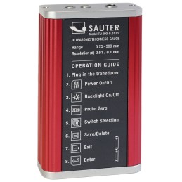 1 pcs - Sauter TU 80-0.01 US Thickness Meter, 0.75mm - 80mm, 0.5% Accuracy, 0.01 mm Resolution, LCD Display