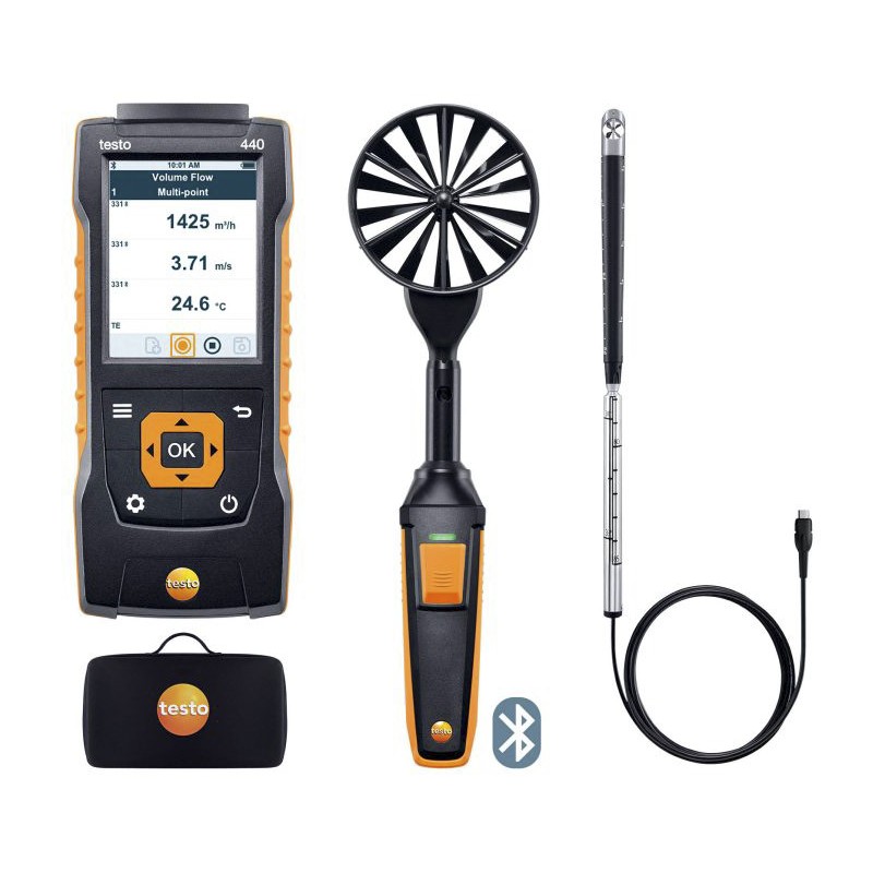 1 pcs - Testo 440 Air Flow ComboKit 2 with Bluetooth Anemometer, Measures Air Velocity, Humidity, Temperature