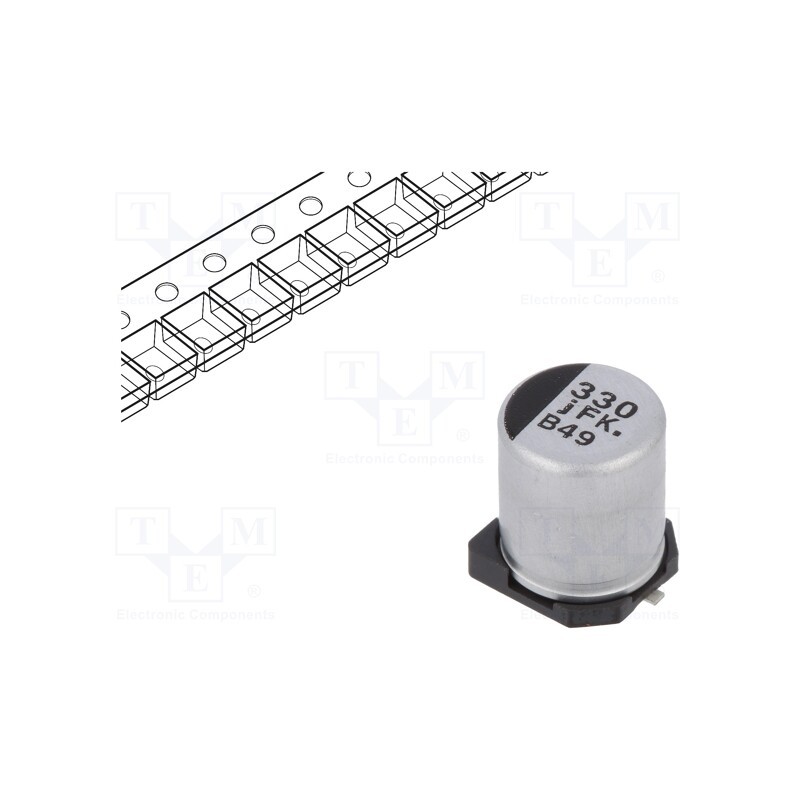 10 pcs x PANASONIC - EEEFKJ331XAP - Capacitor: electrolytic, low ESR, SMD, 330uF, 6.3VDC, Ø6.3x7.7mm