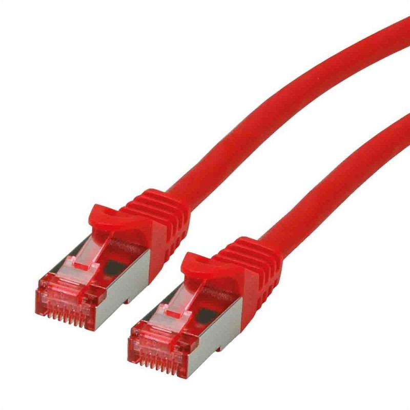 1 pcs - Roline Cat6 Male RJ45 to Male RJ45 Ethernet Cable, S/FTP, Red LSZH Sheath, 300mm, Low Smoke Zero Halogen (LSZH)