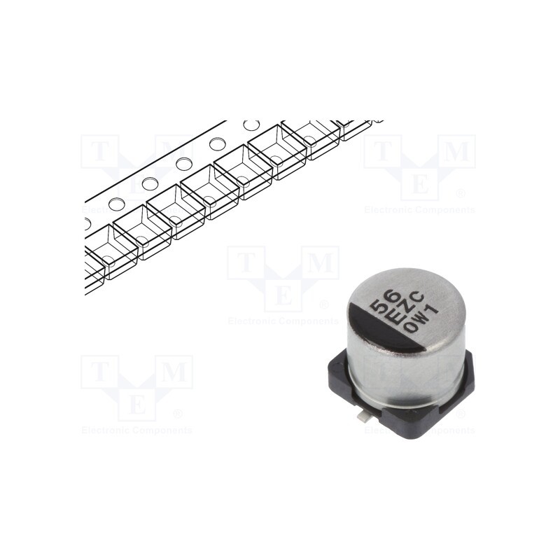 10 pcs x PANASONIC - EEHZC1E560P - Capacitor: hybrid, 56uF, 25VDC, ESR: 50mΩ, ZC, SMD, ±20%, -55÷125°C