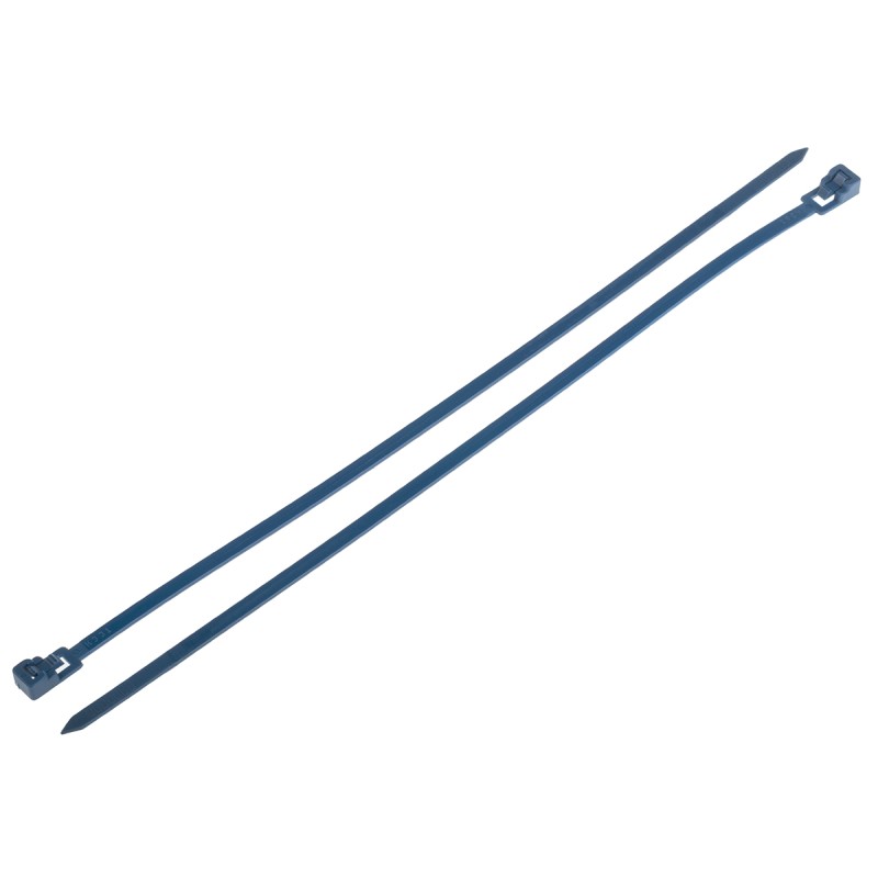 100 pcs - RS PRO Cable Tie, Releasable, 250mm x 4.5 mm, Blue Metal Detectable, Pk-100