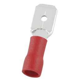 100 pcs - RS PRO Red Insulated Male Spade Connector, Tab, 0.8 x 6.35mm Tab Size, 0.5mm² to 1.5mm²