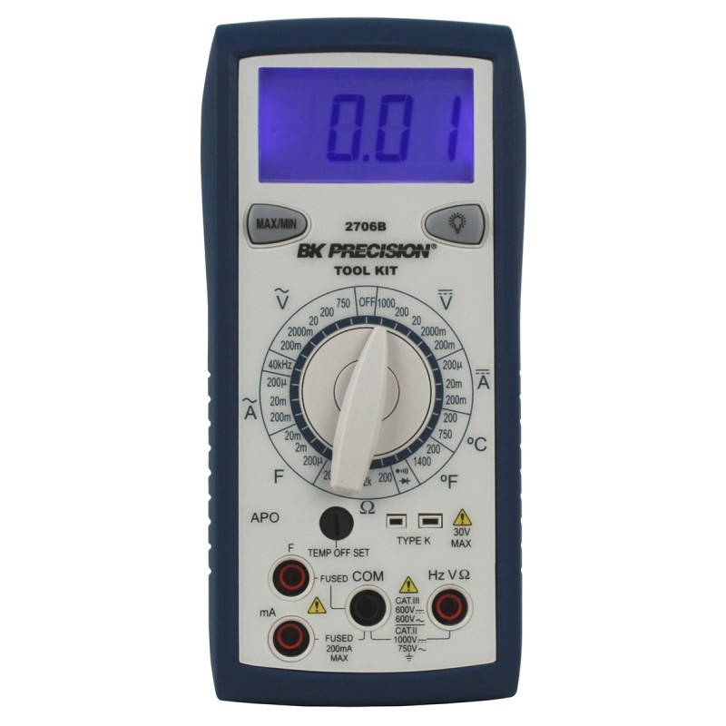 1 pcs - BK Precision BK2706B Handheld Digital Multimeter, 200mA ac Max, 200mA dc Max, 750V ac Max - UKAS Calibrated