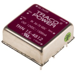 1 Tube of 10 - TRACOPOWER THN 15 DC-DC Converter, 12V dc/ 1.3A Output, 36 - 75 V dc Input, 15W, Through Hole, +85°C Max Temp