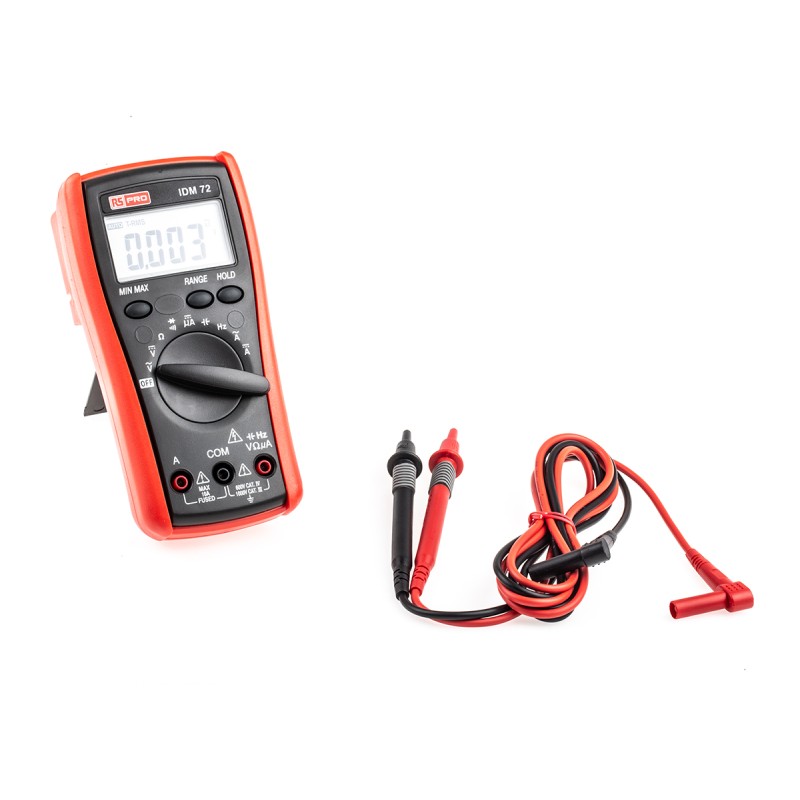 1 pcs - RS PRO IDM72 Handheld Digital Multimeter, True RMS, 10A ac Max, 10A dc Max, 750V ac Max