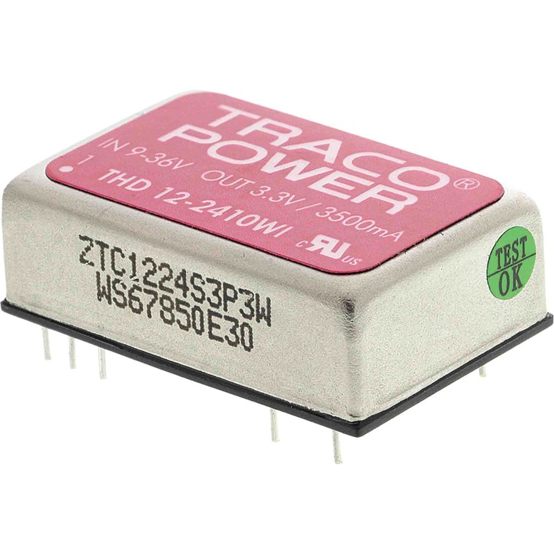 1 Tube of 10 - TRACOPOWER THD 12WI DC-DC Converter, 3.3V dc/ 3.5A Output, 9 - 36 V dc Input, 12W, Through Hole, +85°C Max Temp