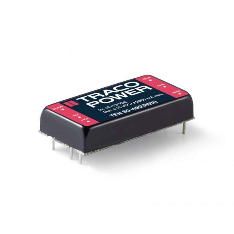 1 Tube of 10 - TRACOPOWER TEN 60WIN DC-DC Converter, ±15V dc/ 2A Output, 18 - 75 V dc Input, 60W, Through Hole, +85°C Max Temp