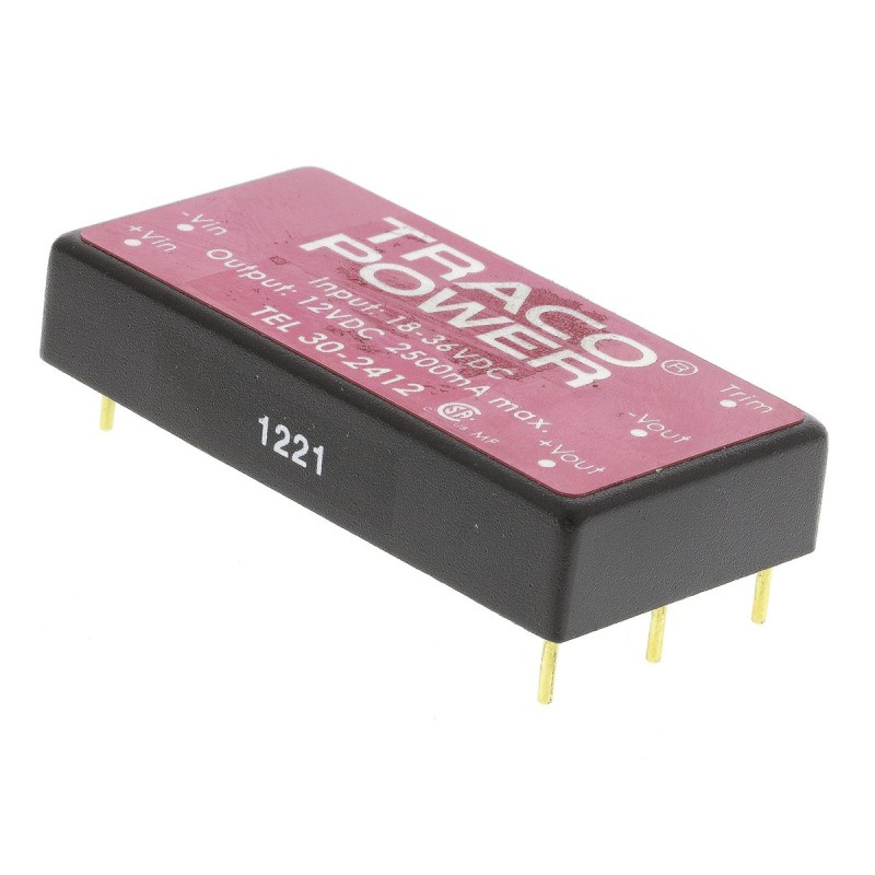 1 Tube of 10 - TRACOPOWER TEL 30 DC-DC Converter, 12V dc/ 2.5A Output, 18 - 36 V dc Input, 30W, Through Hole, +71°C Max Temp