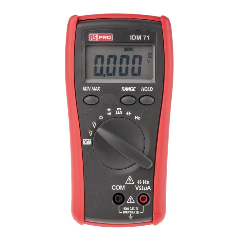 1 pcs - RS PRO IDM71 Handheld Digital Multimeter, True RMS, 6mA ac Max, 6mA dc Max, 750V ac Max - RS Calibrated