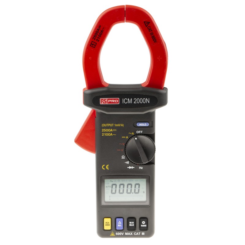 1 pcs - RS PRO ICM2000N Clamp Meter, 2500A dc, Max Current 2100A ac CAT III 600 V