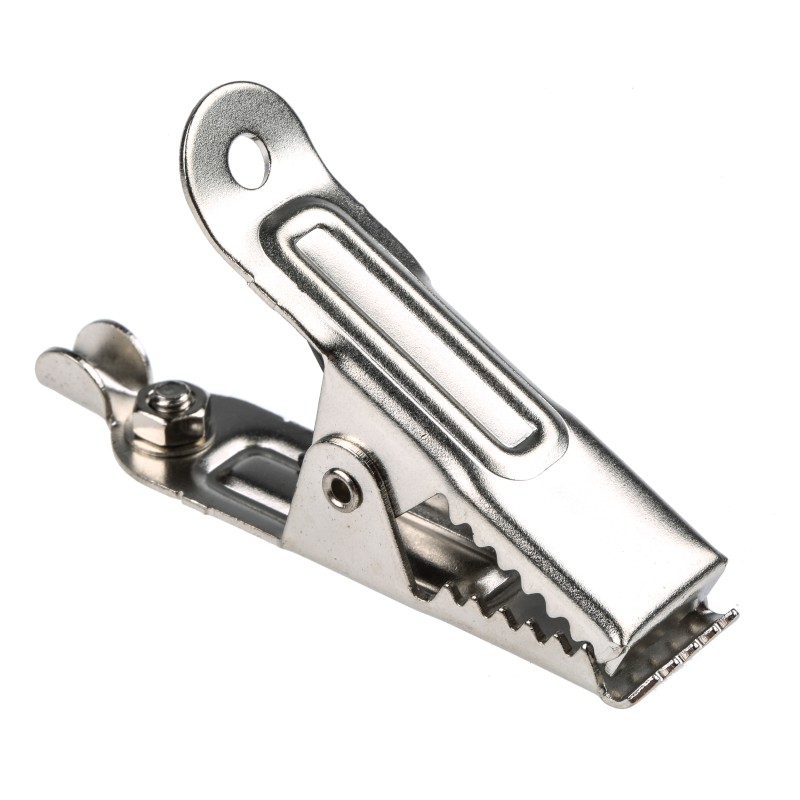 1 pcs - RS PRO Crocodile Clip Crocodile Clip Connection, Nickel-Plated Steel Contact, 25A, Silver