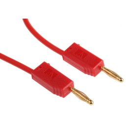 1 pcs - Staubli 2 mm Connector Test Lead, 10A, 30 V ac, 60V dc, Red, 500mm Lead Length