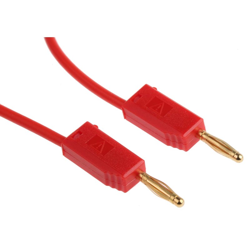 1 pcs - Staubli 2 mm Connector Test Lead, 10A, 30 V ac, 60V dc, Red, 500mm Lead Length