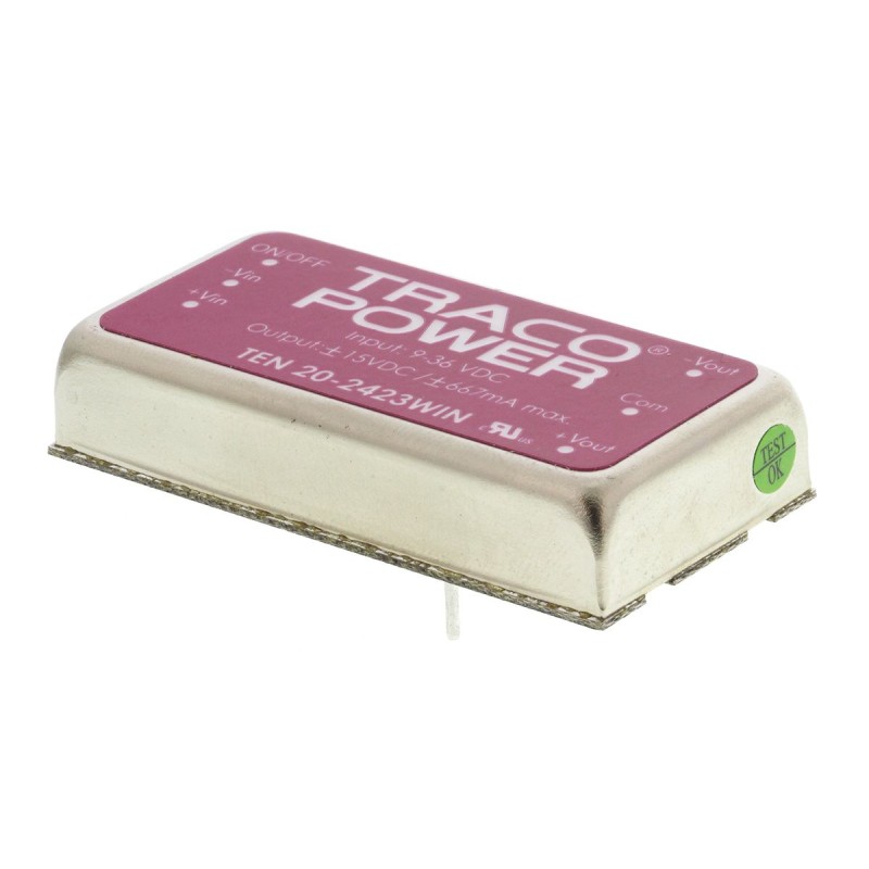 1 Tube of 10 - TRACOPOWER TEN 20WIN DC-DC Converter, ±15V dc/ ±665mA Output, 9 - 36 V dc Input, 20W, Through Hole, +85°C Max