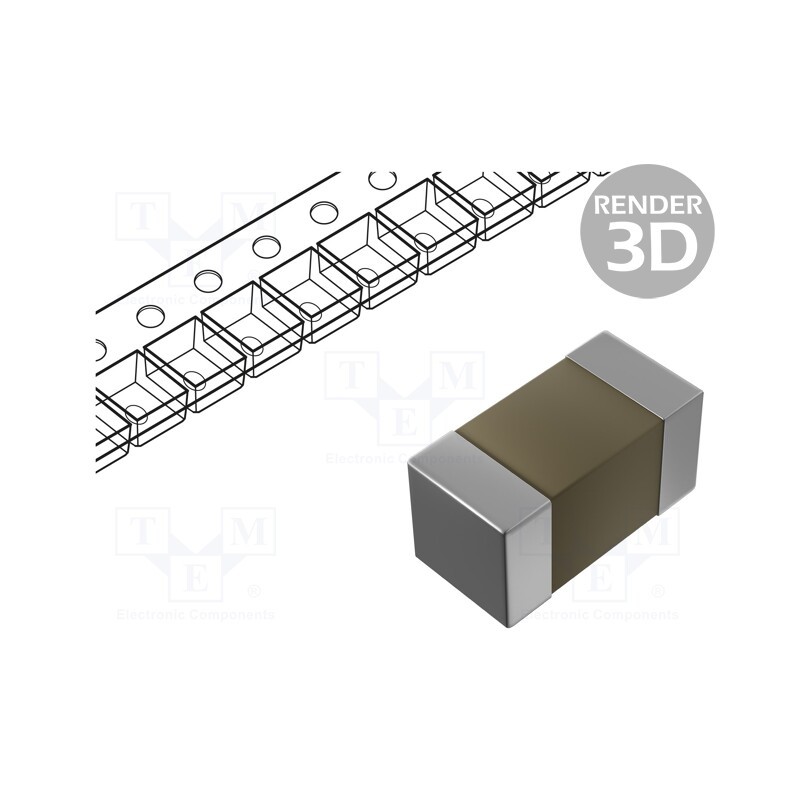 10 pcs x KEMET - C0603C100F5GACTU - Capacitor: ceramic, MLCC, 10pF, 50V, C0G (NP0), ±1%, SMD, 0603