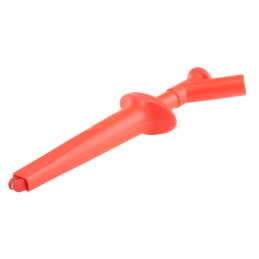 1 pcs - Staubli Crocodile Clip 4 mm Connection, Nickel-Plated Steel Contact, 20A, Red