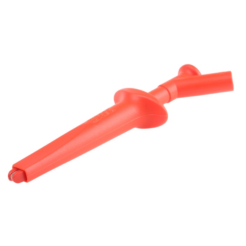 1 pcs - Staubli Crocodile Clip 4 mm Connection, Nickel-Plated Steel Contact, 20A, Red