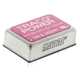 1 Tube of 10 - TRACOPOWER TEN 8WI DC-DC Converter, ±15V dc/ 265mA Output, 9 - 36 V dc Input, 8W, Through Hole, +85°C Max Temp