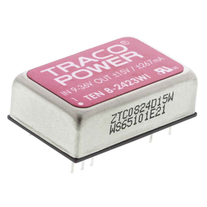 1 Tube of 10 - TRACOPOWER TEN 8WI DC-DC Converter, ±15V dc/ 265mA Output, 9 - 36 V dc Input, 8W, Through Hole, +85°C Max Temp