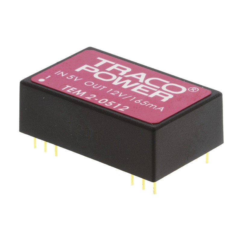 1 Tube of 10 - TRACOPOWER TEM 2 DC-DC Converter, 12V dc/ 165mA Output, 4.5 - 5.5 V dc Input, 2W, Through Hole, +70°C Max Temp