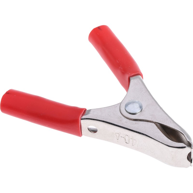 1 pcs - Mueller Electric Crocodile Clip, Nickel-Plated Steel Contact, Red