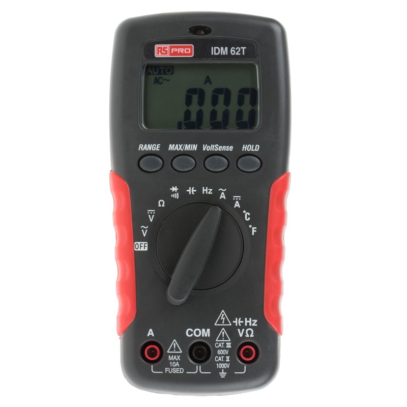 1 pcs - RS PRO IDM62T Handheld Digital Multimeter, 10A ac Max, 10A dc Max, 750V ac Max