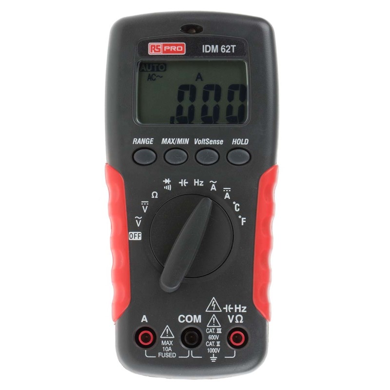 1 pcs - RS PRO IDM62T Handheld Digital Multimeter, 10A ac Max, 10A dc Max, 750V ac Max - UKAS Calibrated