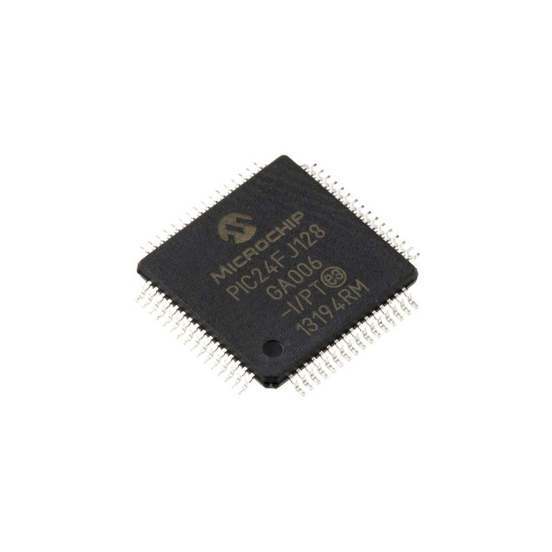 1 pcs - Microchip PIC24FJ128GA006-I/PT, 16bit PIC Microcontroller, PIC24FJ, 32MHz, 128 kB Flash, 64-Pin TQFP