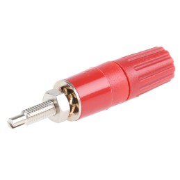1 pcs - Staubli 15A, Red Binding Post With Brass Contacts and Nickel Plated - 2mm Hole Diameter