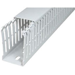 12 pcs - SES Sterling GF-DIN-SH-A7/5 Grey Slotted Panel Trunking - Open Slot, W75 mm x D75mm, L2m, Halogen Free PC/ABS