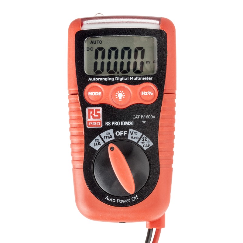 1 pcs - RS PRO IDM20 Handheld Digital Multimeter, 200mA ac Max, 200mA dc Max, 600V ac Max - UKAS Calibrated
