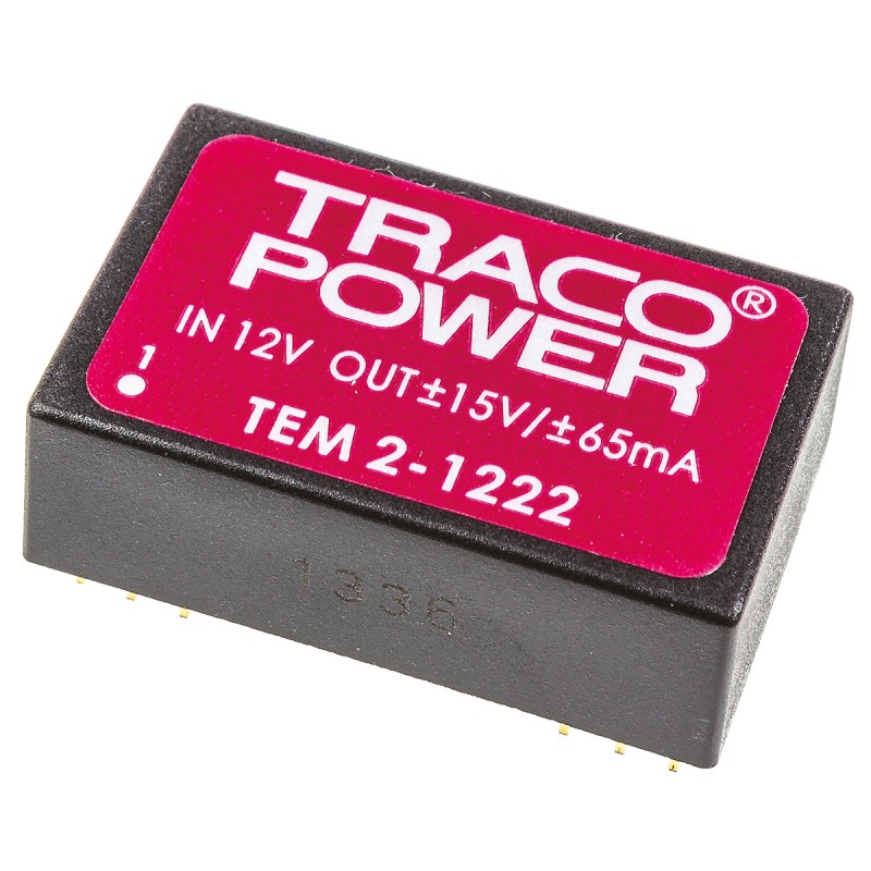1 Tube of 10 - TRACOPOWER TEM 2 DC-DC Converter, ±15V dc/ ±65mA Output, 10.8 - 13.2 V dc Input, 2W, Through Hole, +70°C Max