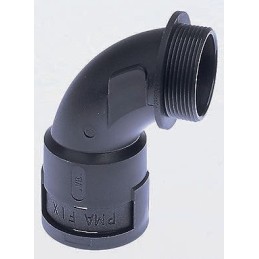 2 pcs - PMA 90° Curved Elbow, Cable Conduit Fitting, 23mm Nominal Size, PG21, PA 6, Black