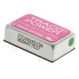 1 Tube of 10 - TRACOPOWER TEN 8WI DC-DC Converter, 15V dc/ 533mA Output, 9 - 36 V dc Input, 8W, Through Hole, +85°C Max Temp