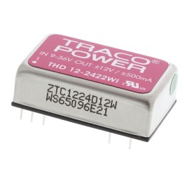1 Tube of 10 - TRACOPOWER THD 12WI DC-DC Converter, ±12V dc/ ±500mA Output, 9 - 36 V dc Input, 12W, Through Hole, +85°C Max