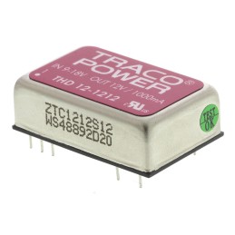 1 Tube of 10 - TRACOPOWER THD 12 DC-DC Converter, 12V dc/ 1A Output, 9 - 18 V dc Input, 12W, Through Hole, +85°C Max Temp -40°C