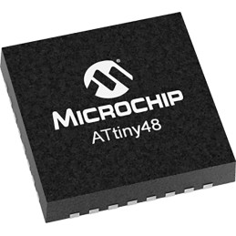 10 pcs - Microchip ATTINY48-MMU, 8bit AVR Microcontroller, ATtiny48, 12MHz, 4 kB Flash, 28-Pin QFN