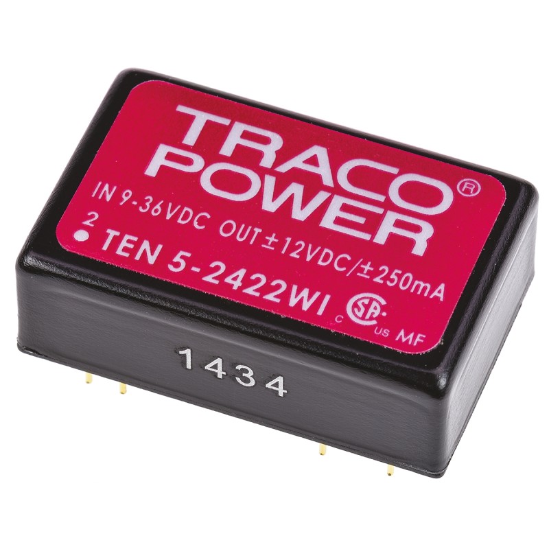 1 Tube of 10 - TRACOPOWER TEN 5WI DC-DC Converter, ±12V dc/ ±250mA Output, 9 - 36 V dc Input, 6W, Through Hole, +85°C Max Temp