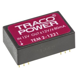 1 Tube of 10 - TRACOPOWER TEM 2 DC-DC Converter, ±12V dc/ ±80mA Output, 10.8 - 13.2 V dc Input, 2W, Through Hole, +60°C Max