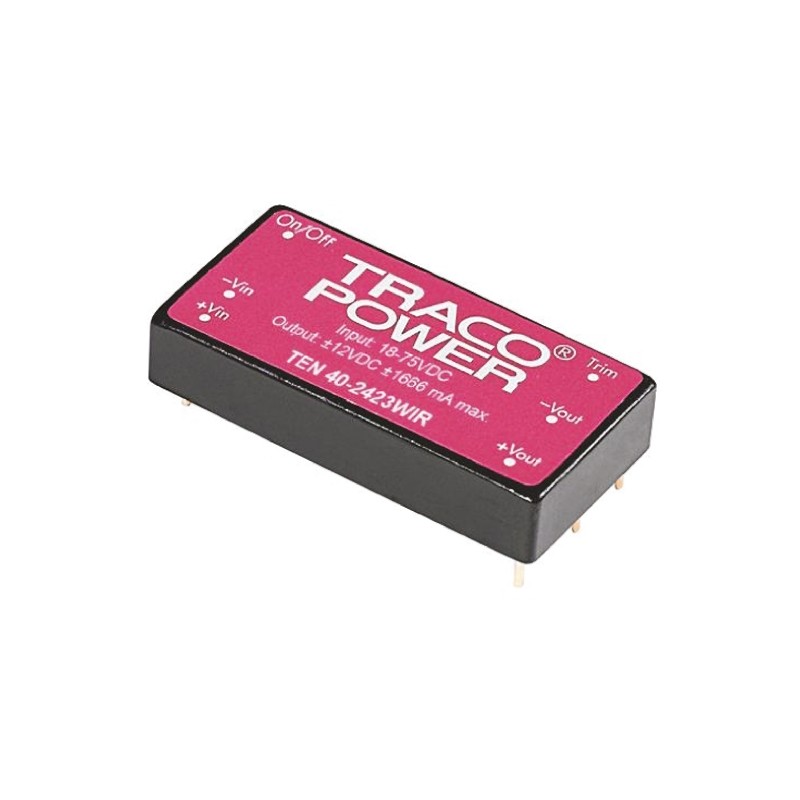 1 Tube of 10 - TRACOPOWER TEN 40WIR DC-DC Converter, 24V dc/ 1.67A Output, 18 - 75 V dc Input, 40W, Through Hole, +85°C Max