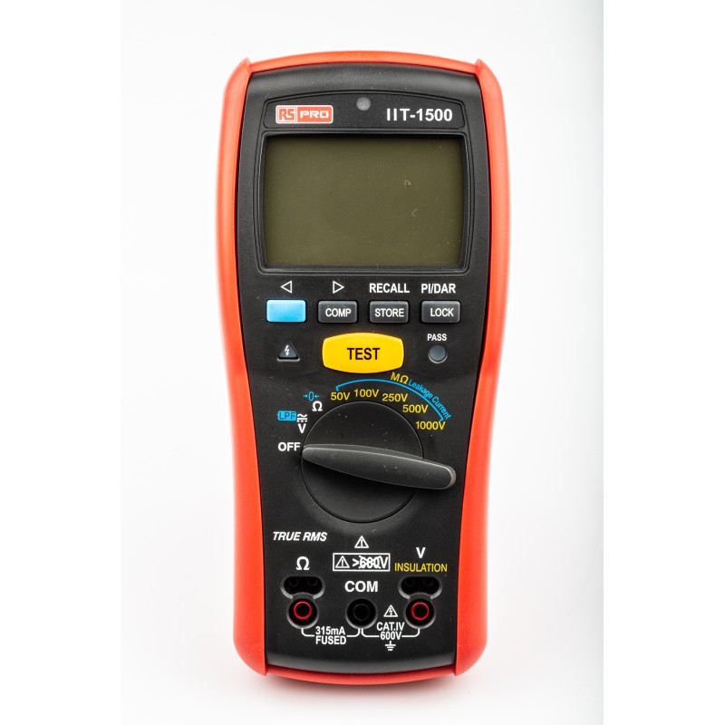 1 pcs - RS PRO IIT1500 Insulation Tester, 50V Min, 1000V Max, 20GΩ Max, CAT IV