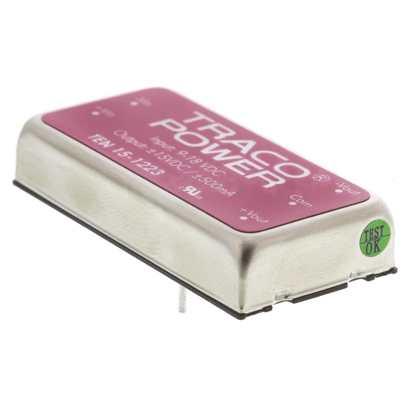 1 Tube of 10 - TRACOPOWER TEN 15 DC-DC Converter, ±15V dc/ ±500mA Output, 9 - 18 V dc Input, 15W, Through Hole, +85°C Max Temp