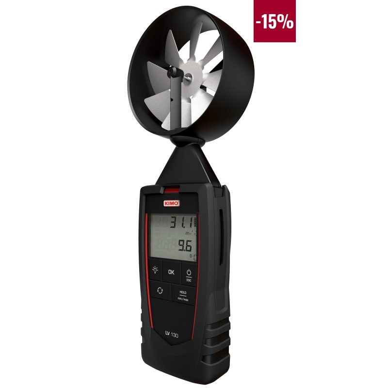 1 pcs - KIMO Rotary Vane Anemometer, 35m/s Max, Measures Air Flow, Air Velocity